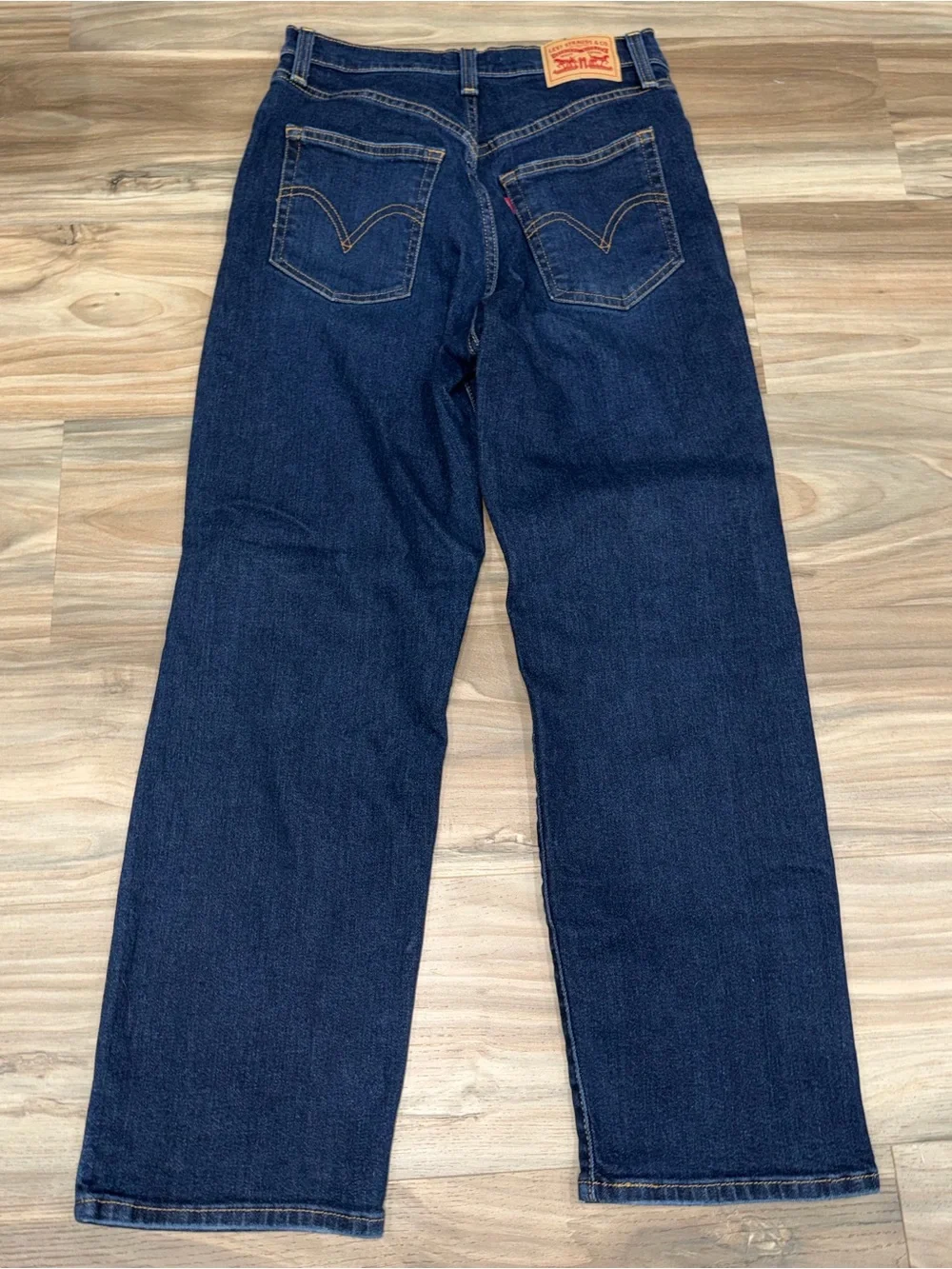 Signature by Levi Strauss Men's Straight Jeans - Dark Blue Distressed